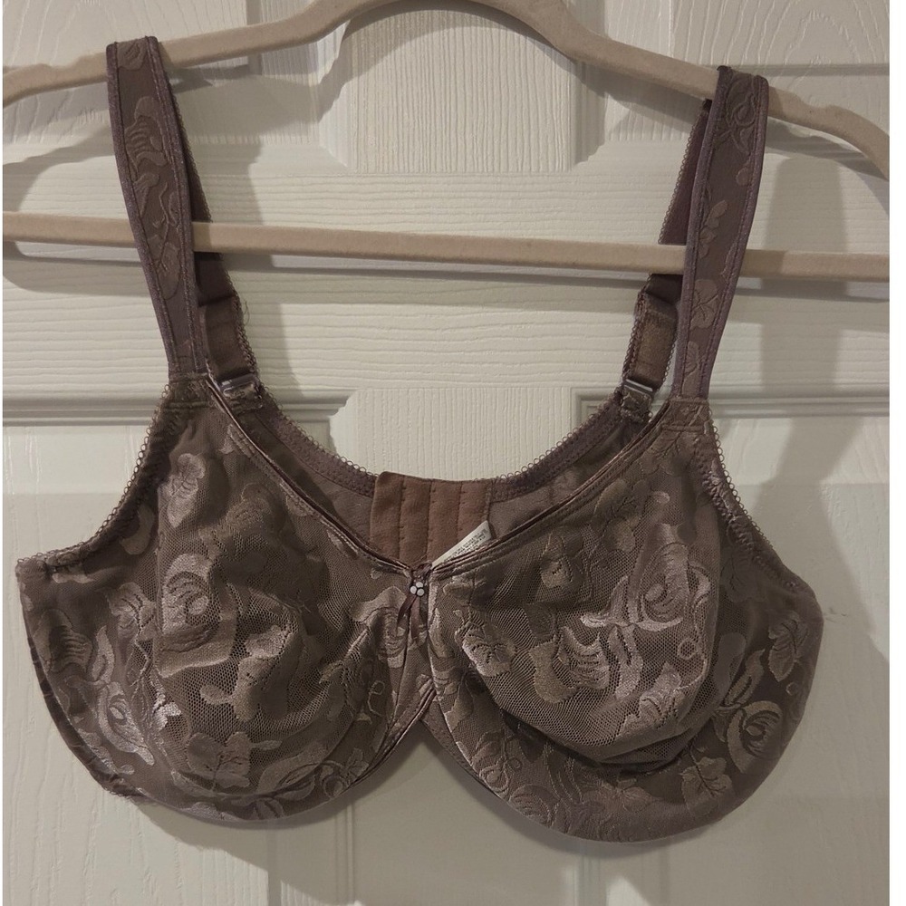 Wacoal Awareness Underwire Bra 40D Mocha Taupe Floral Full Coverage 85567 -